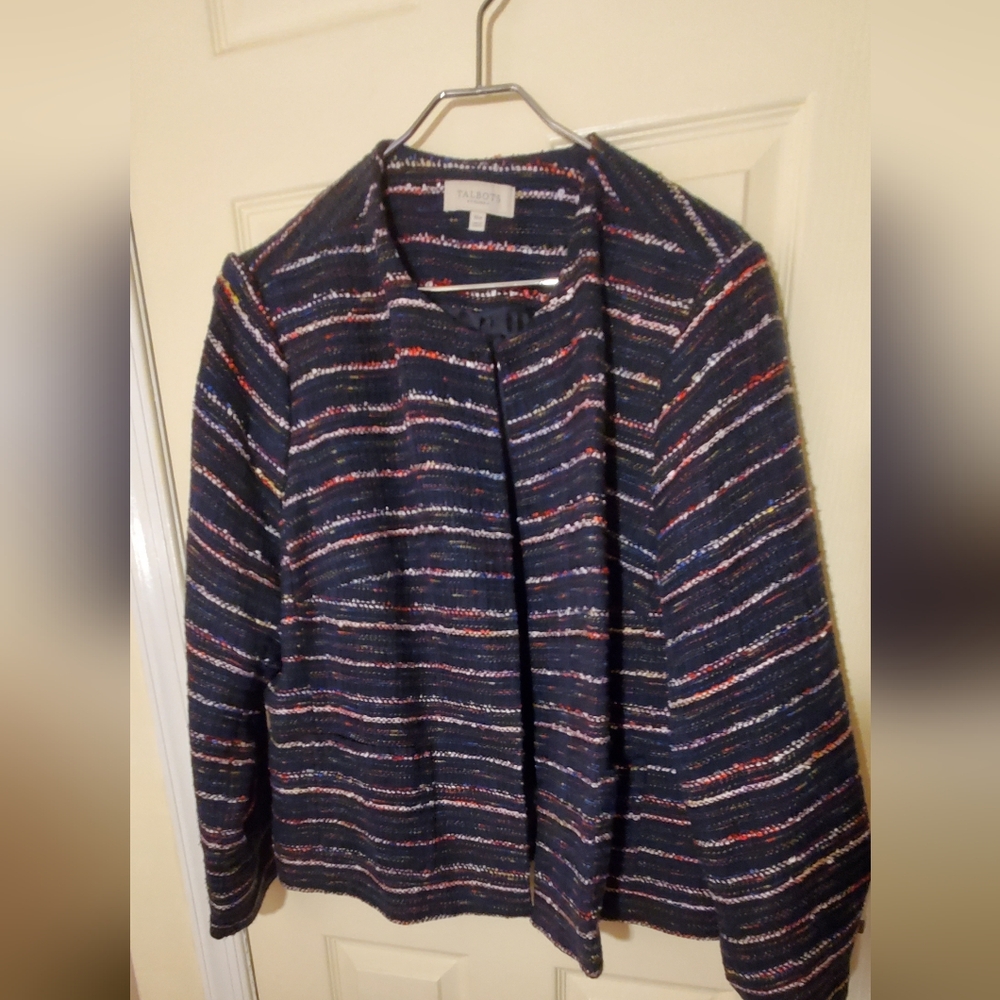 Talbots 18w blue multicolor stripped blazer
